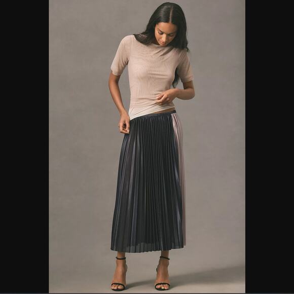 NWT Sunday in Brooklyn Colorblock Pleated Midi Skirt - Small - Picture 3 of 6